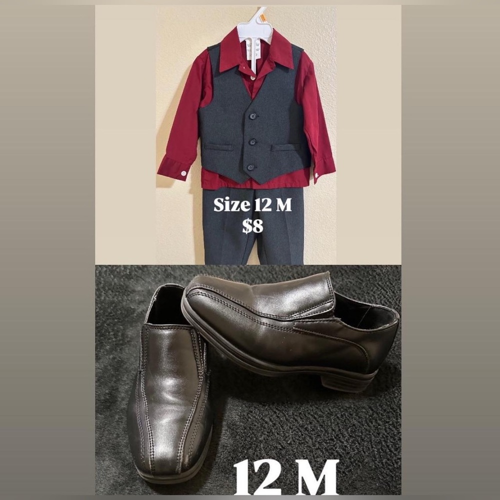 Red and Gray Toddler Suit Set with Shoes